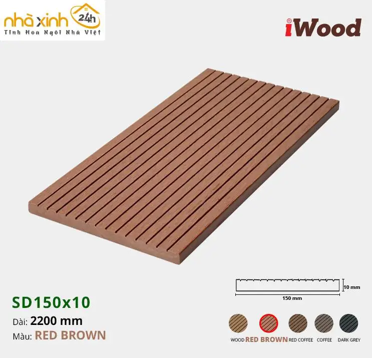 Gỗ Nhựa Ốp Tường, Trần IWood SD150x10-Red Brown